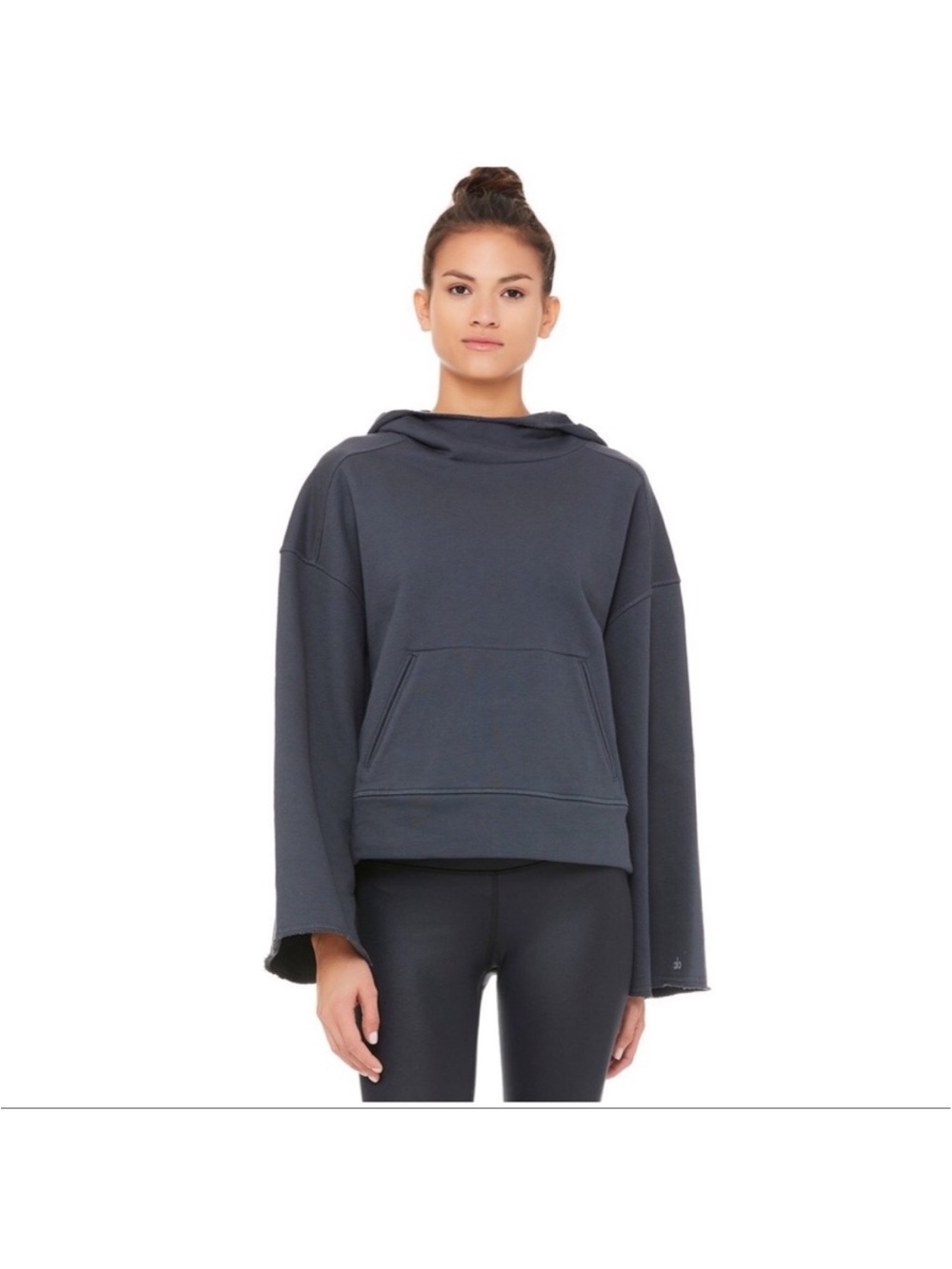 ALO Yoga |  Charcoal Gray Cropped Low Key Hoodie size medium
